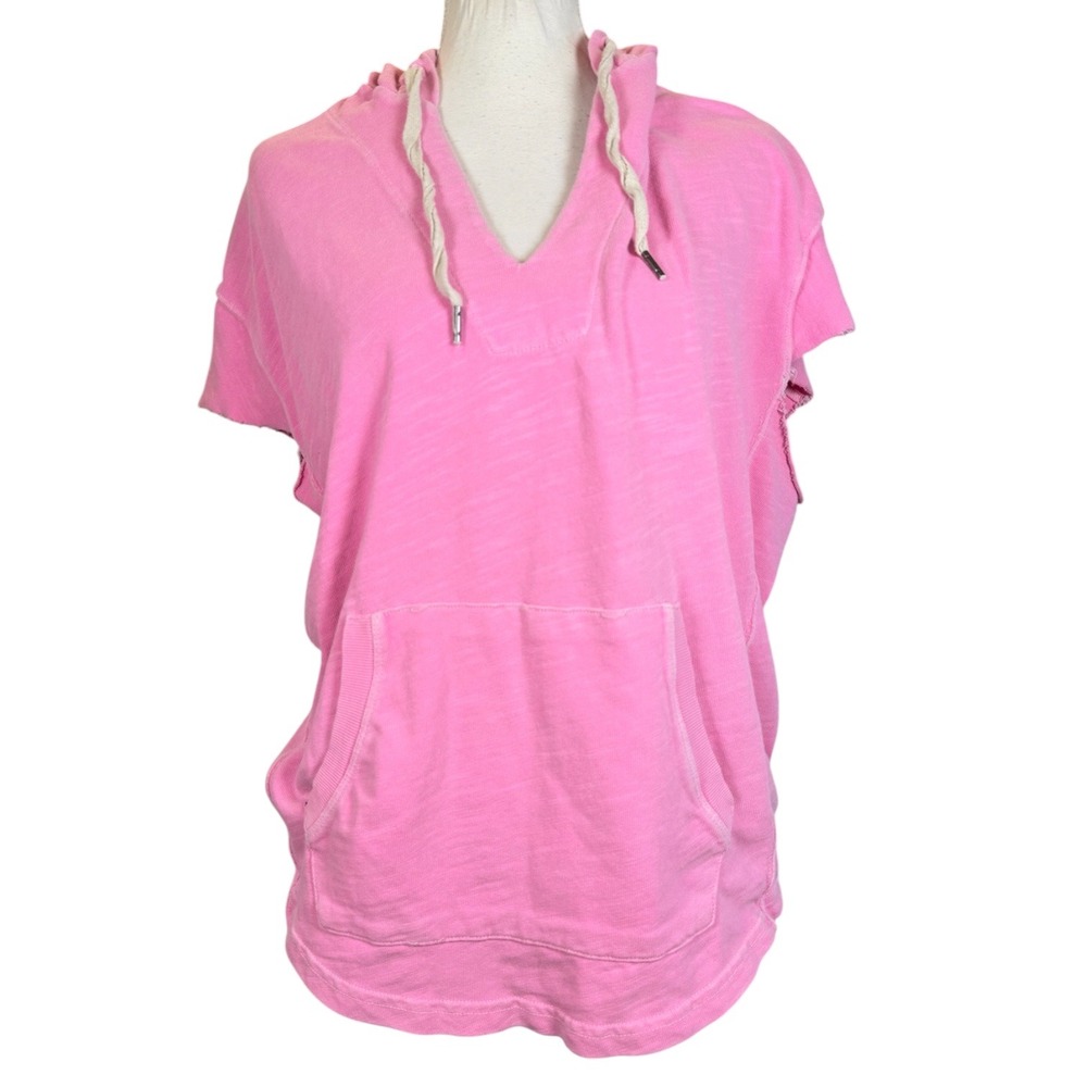Splendid Beach Cover Up Womens XS Pink Hooded Cotton Oversized Short Sleev - Picture 2 of 11